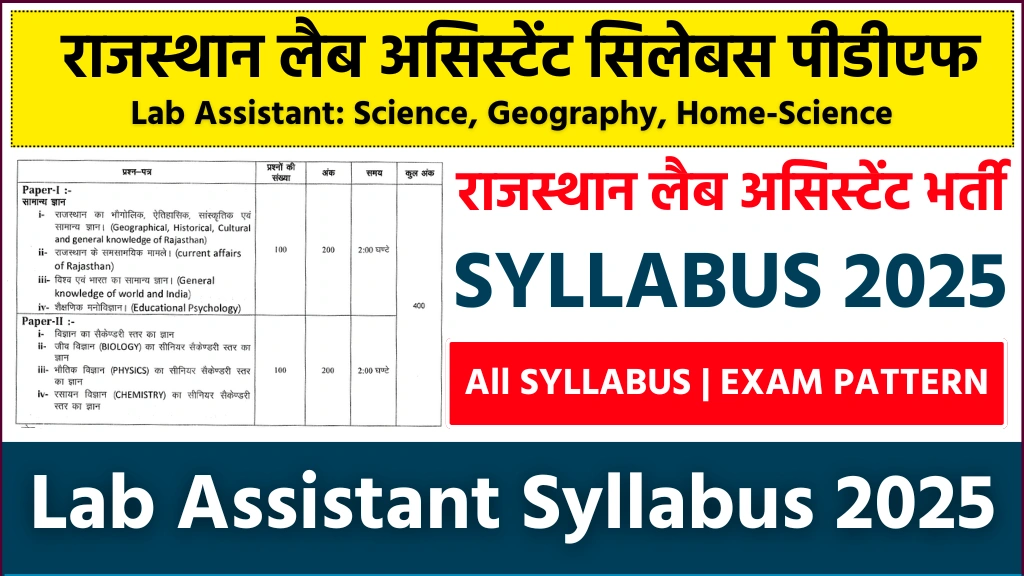 Rajasthan Lab Assistant Syllabus 2025